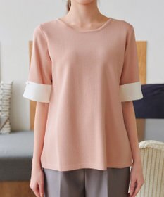 Tiaclasse L 【洗える】配色カフスニットトップス