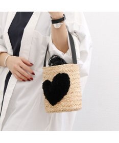 UNBILLION カシュカシュ cachecache / ハート付ラフィアバケットトート カゴバッグ