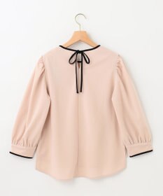 組曲 【洗える】バイカラージョーゼットバックリボン ブラウス