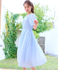 Feroux 【洗える】ギャザーデザインパフスリーブワンピース