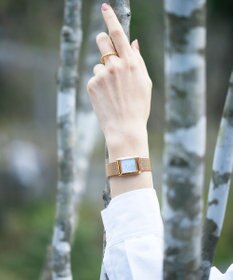 CITIZEN 【光発電エコ・ドライブ】ハンサムなスクエアケース 替えバンド付き ウォームゴールド レッド