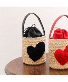 UNBILLION カシュカシュ cachecache / ハート付ラフィアバケットトート カゴバッグ