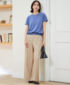 自由区 S 【カタログ掲載・接触冷感・UVケア・洗える】フルダルスパンマイクロピーチワイドストレート パンツ