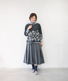 muuc 〈遠州織物の工場で織られた上質なコットン生地〉モクレン刺繍 ノーカラー プルオーバー（セットアップ可能）