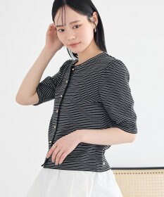 earth music&ecology ゴールドボタンボーダーカーディガン