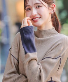 Tiaclasse 配色スリーブリブニットトップス