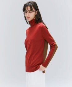 BEIGE， 【洗える・VERY NaVY12月号掲載】LA MONNAIE / バイカラーウールタートルニット OrangeRed × Caramel