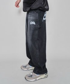WEGO 【ウエスト紐で調整】イージーペインターグラフィックデニムパンツ