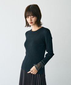 YECCA VECCA 袖口シアーリブニット