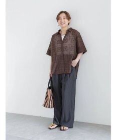 Te chichi カットワーク刺繍5分袖スキッパーシャツ