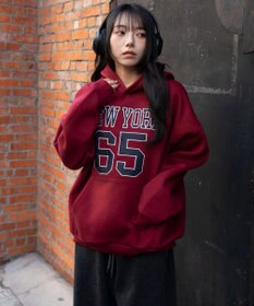 WEGO 裏起毛グラフィックビッグプルパーカー