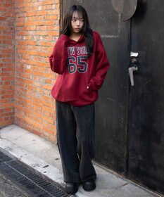 WEGO 裏起毛グラフィックビッグプルパーカー