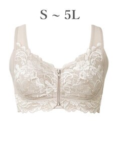 BRADELIS New York 【BRADELIS NewYork peace】細みえフロントファスナー綿混ブラ25 ノンワイヤー 補正 ブラジャー 脇高でコンパクト 小さく見せる