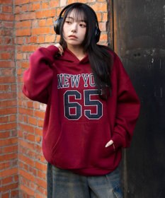 WEGO 裏起毛グラフィックビッグプルパーカー