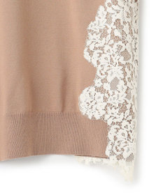 BEIGE， 【ご好評により新色追加！洗える】WILLOW / アシンメトリーレースクルーネックニット
