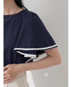 earth music&ecology パイピングフレアスリーブカットソー