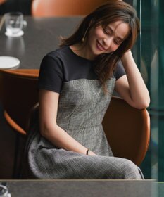 組曲 【加藤ローサさん着用】メランジレノクロス ドッキングワンピース ブラック系7