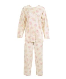 Wing 【数量限定　特別価格】 パジャマ 長袖 長ズボン 綿100% 天竺素材 やわらかな肌ざわり 前開きタイプ 丸首 花柄 EP5911 ウイング／ワコール