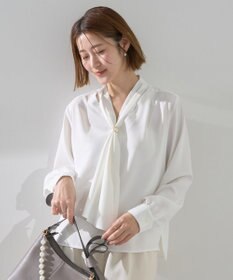 YECCA VECCA スカーフリング付きボウタイブラウス