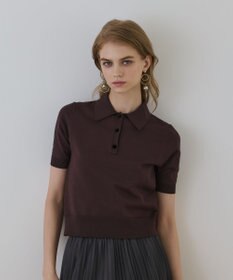 GRACE CONTINENTAL バイカラーポロニットトップ