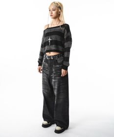 WEGO 【ユニセックス着用ITEM】スーパーバギーダーティデニムパンツ