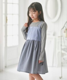 組曲 KIDS 【150-170㎝】チェックドッキング ワンピース