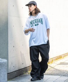 WEGO 【ユニセックス着用ITEM/2点セットネックレス付き/MLサイズ展開】アクセ付きラインリブメッシュプルオーバー