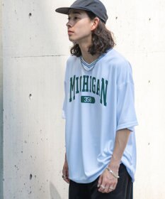 WEGO 【ユニセックス着用ITEM/2点セットネックレス付き/MLサイズ展開】アクセ付きラインリブメッシュプルオーバー