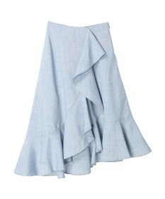 earth music&ecology アシメペプラムフレアバックレースミディ丈スカート