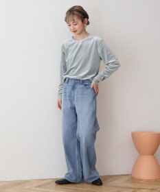 AMERICAN HOLIC ベロアクルーネックカットプルオーバー