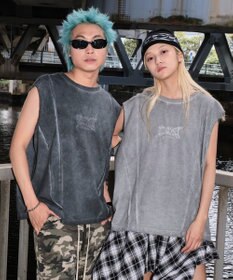 WEGO 【ユニセックス着用ITEM/MLサイズ展開】コールドダイスウィッチングロゴノースリーブ