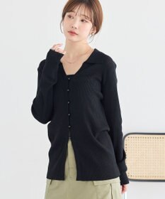 earth music&ecology スキッパー衿リブカーディガン