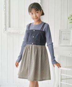組曲 KIDS 【150-170㎝】チェックドッキング ワンピース