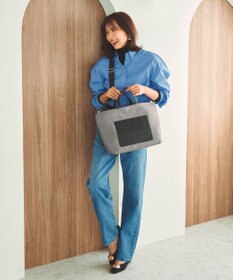 TOPKAPI 【Breath TOPKAPI sis】【WEB限定】ナイロン レザーポケット トートバッグ ショルダー付き A4 / 軽量 / CALM カーム