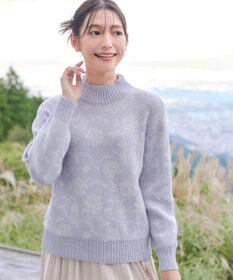 Tiaclasse L 【洗える】フラワージャガードニットトップス