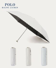 MOONBAT 【WEB限定/ 遮光率100％/遮熱/UV】POLO RALPH LAUREN（ポロ ラルフローレン）晴雨兼用日傘 ワンポイント ポロポニー ストライプ 折りたたみ傘
