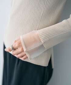 YECCA VECCA 袖口シアーリブニット
