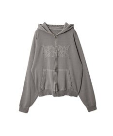 WEGO 【ユニセックス着用ITEM】ピグメントダメージアップリケZIPパーカー