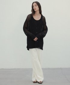 BEIGE， 【洗える】ALOE / コットンメッシュVネックミドル丈カーディガン