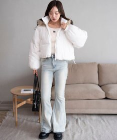 WEGO 【25年秋冬新作/SMサイズ展開】2WAYファーフードショートパファーブルゾン