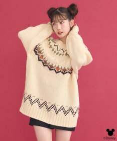 earth music&ecology Disney/ミッキー刺繍ノルディックニットチュニック