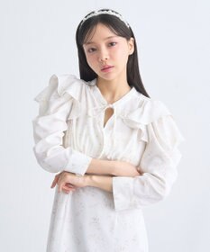 earth music&ecology ラッフルショルダーフラワーワンピース