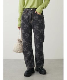 Green Parks ・Ｄｏｕｂｌｅ　Ｆｌａｇｓ　フラワー抜染ストレートデニム