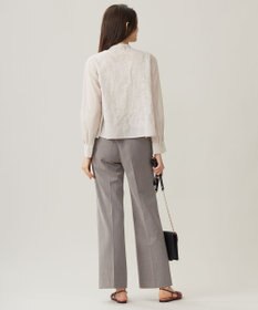 自由区 【洗える】シアーエンブロイダリークロップド丈 ブラウス