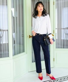 ANY SIS L センタープレスセミフレア デニム