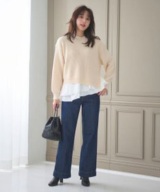 Feroux 【洗える】ラッフルレイヤード ニット