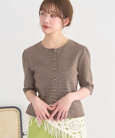 earth music&ecology ゴールドボタンボーダーカーディガン
