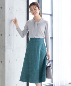 Tiaclasse 【洗える】大人華やかなツイードフレアスカート