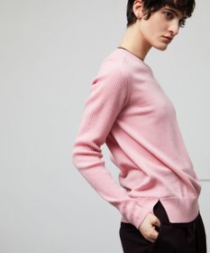 BEIGE， 【洗える】POMPE / ウールカシミヤ配色リブクルーネック