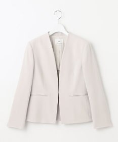 23区 【セットアップ対応/洗える】トリアセダブルジョーゼット ノーカラー ジャケット